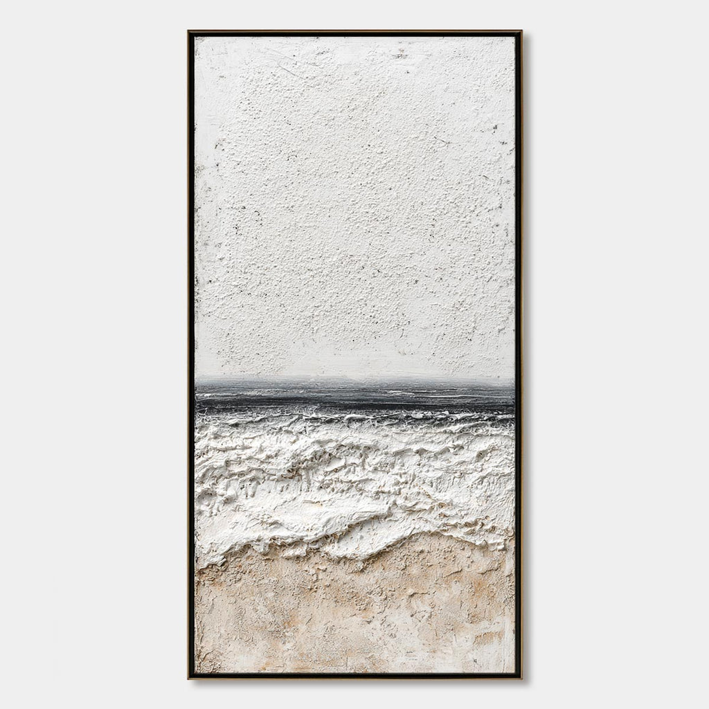 NOIR HORIZON: Textured Minimalist Black and White Seascape