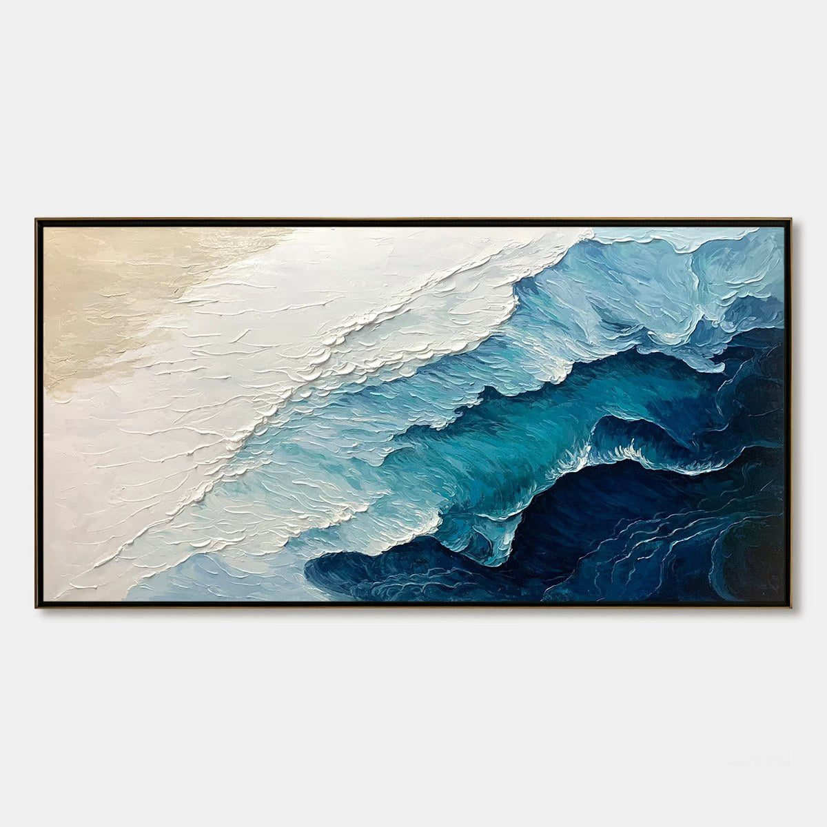 Ready to Ship | Ocean Whispers: Blue-White Textured Seascape Wall Art