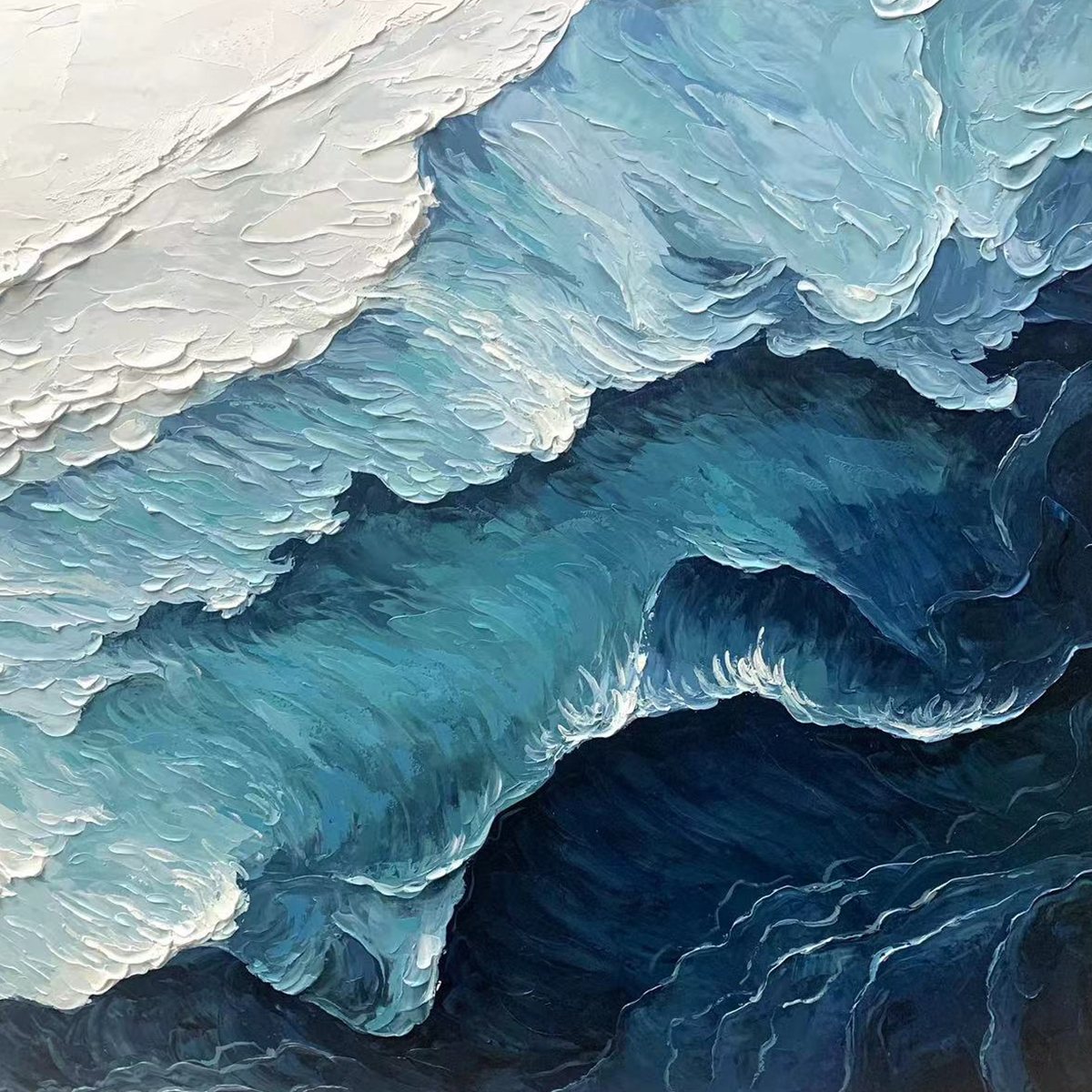 Ready to Ship | Ocean Whispers: Blue-White Textured Seascape Wall Art