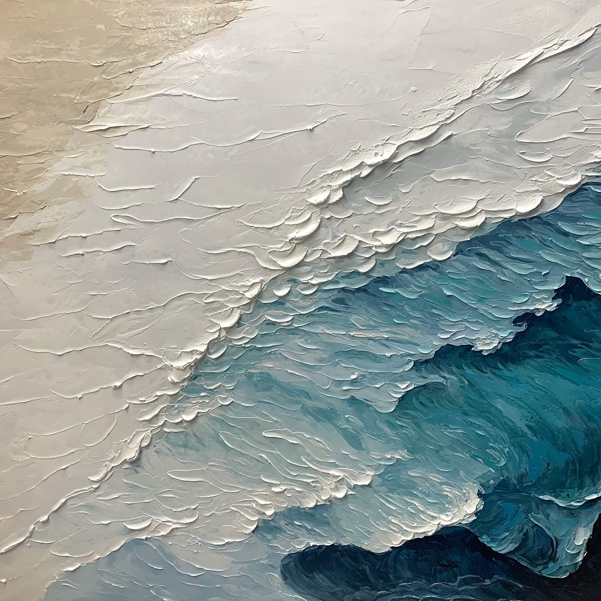 Ready to Ship | Ocean Whispers: Blue-White Textured Seascape Wall Art