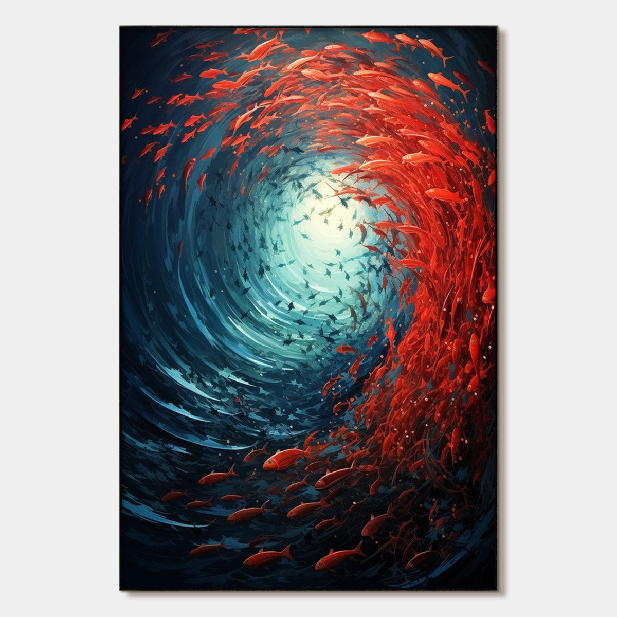 OCEANIC DANCE: Abstract Swirling Fish Oil Painting