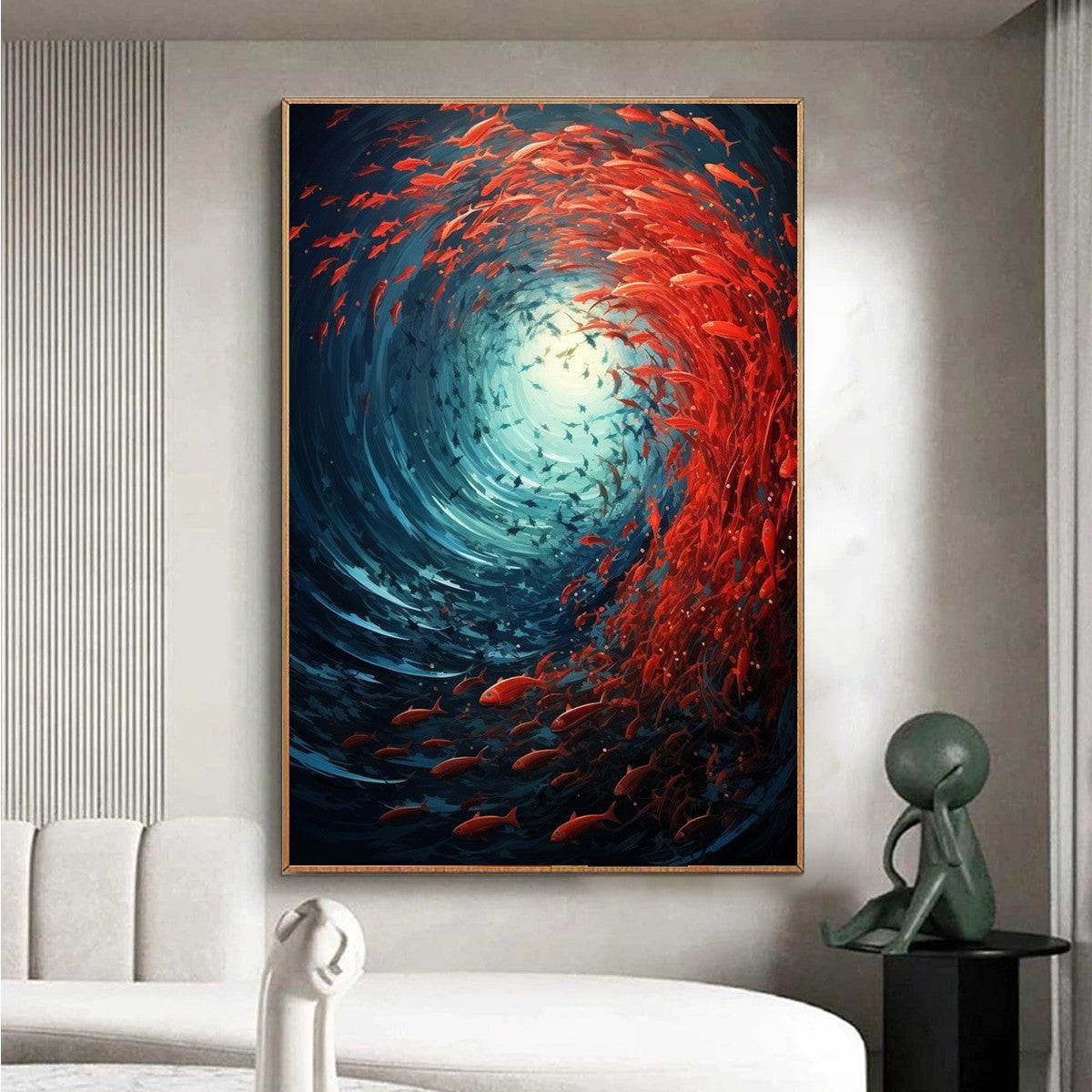 OCEANIC DANCE: Abstract Swirling Fish Oil Painting