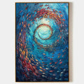 OCEANIC VORTEX: Vertical Fish Painting, Impasto