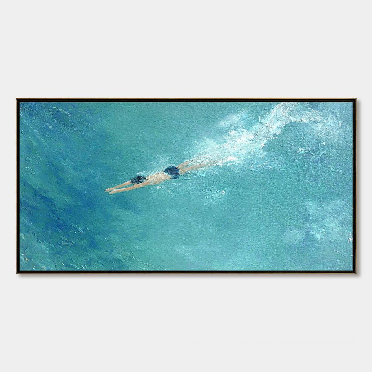 OCEAN DIVE: Textured Minimalist Seascape Oil Painting