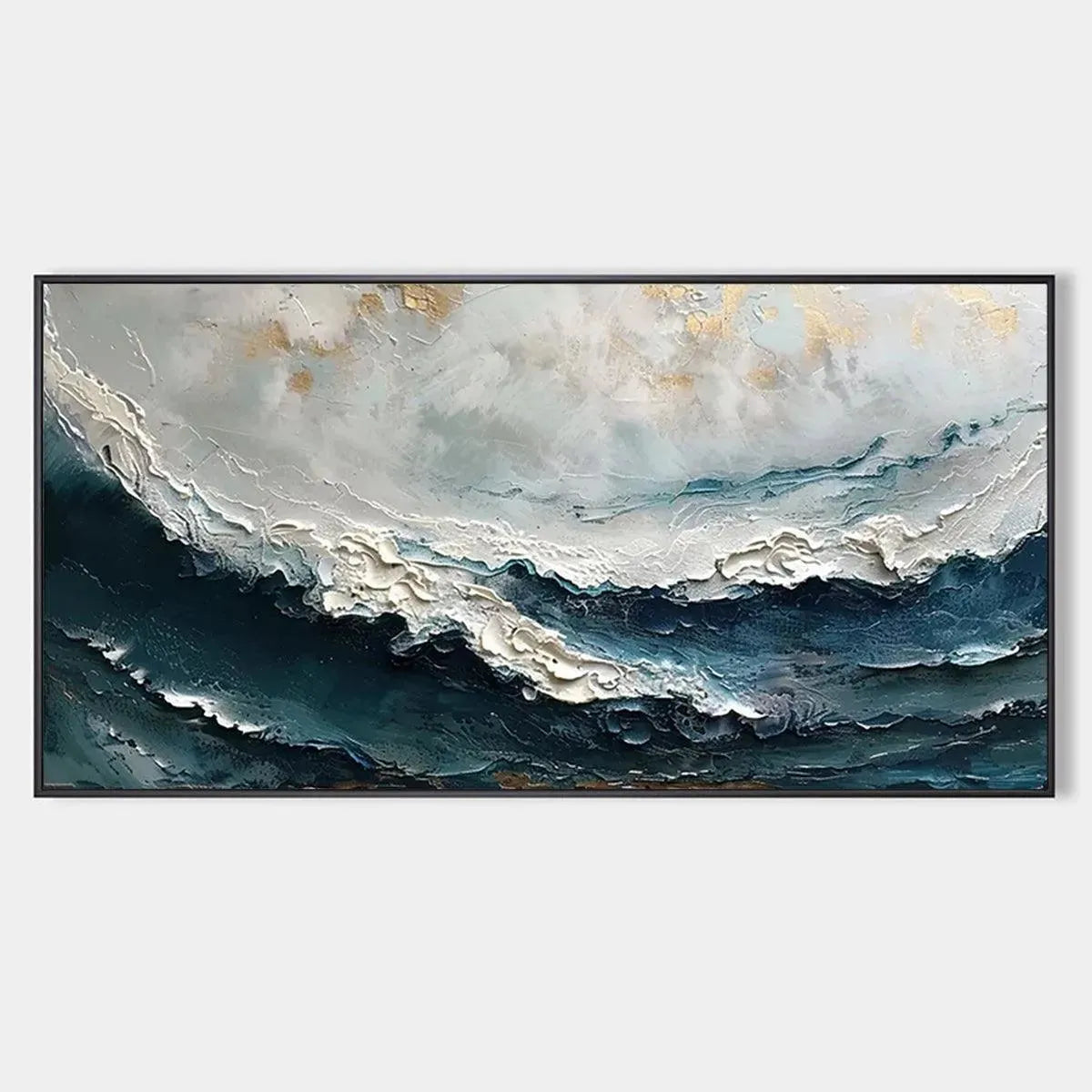 OCEAN DREAM: Textured Abstract Ocean Painting in Blue, White, and Gold