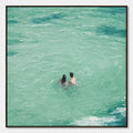 OCEAN EMBRACE: Minimalist Beach Scene Oil Painting