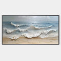 OCEAN'S EMBRACE: Textured Seascape Painting, Impasto Wall Art, Horizontal Canvas, Ocean Decor