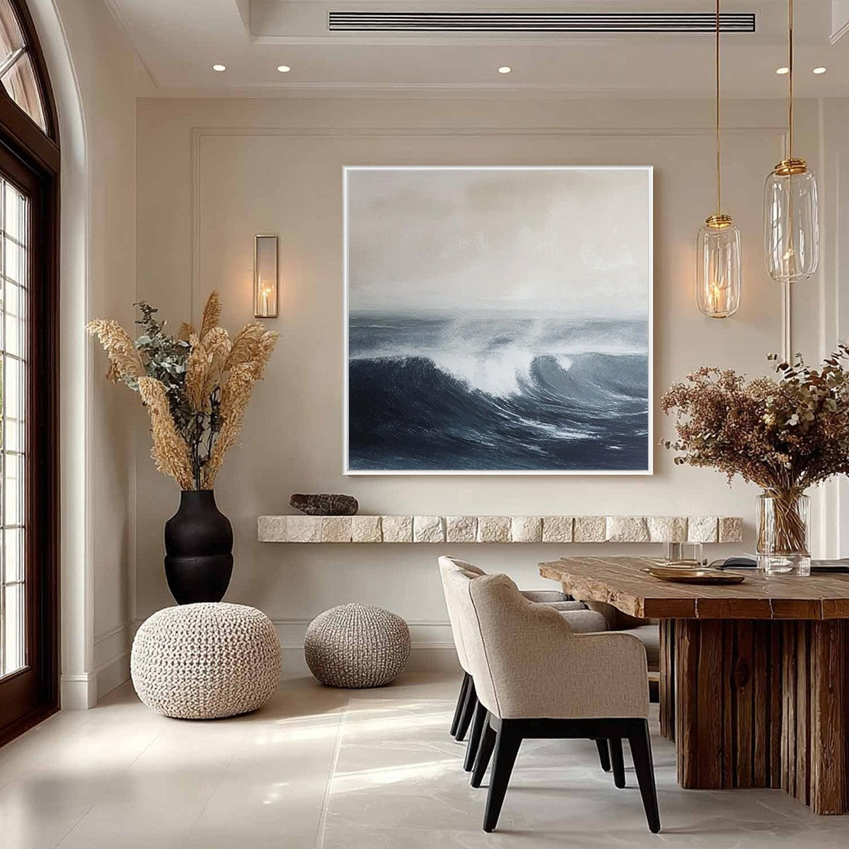 OCEAN'S EMBRACE: Atmospheric Coastal Seascape Oil Painting