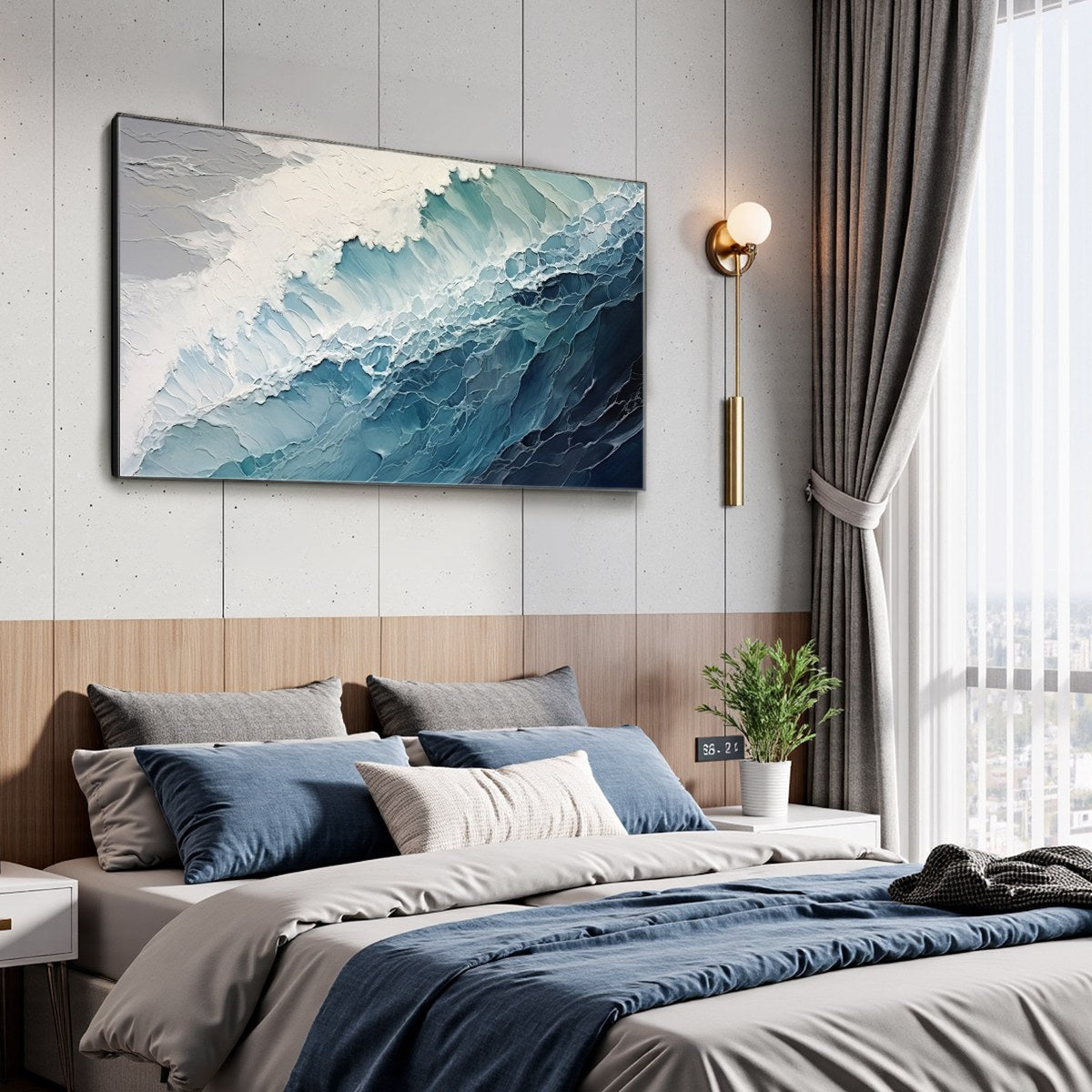 OCEAN'S EMBRACE: Textured Abstract Seascape Oil Painting