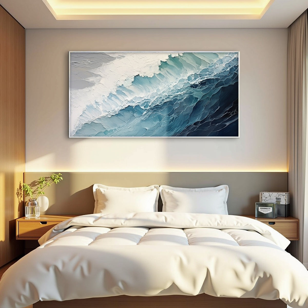 OCEAN'S EMBRACE: Textured Abstract Seascape Oil Painting