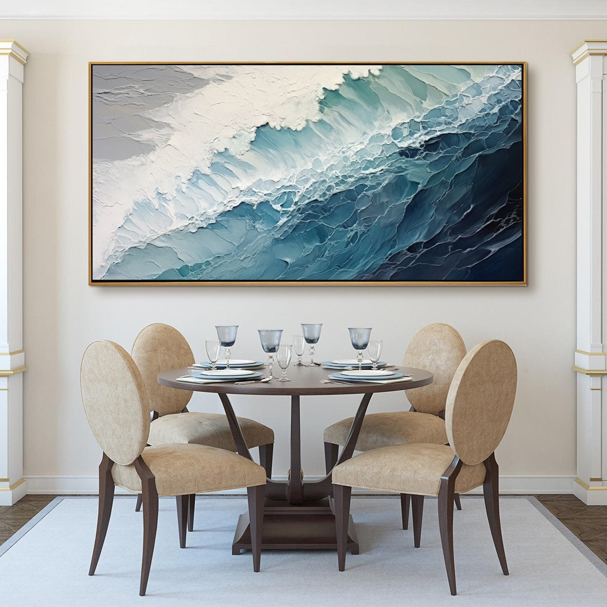 OCEAN'S EMBRACE: Textured Abstract Seascape Oil Painting