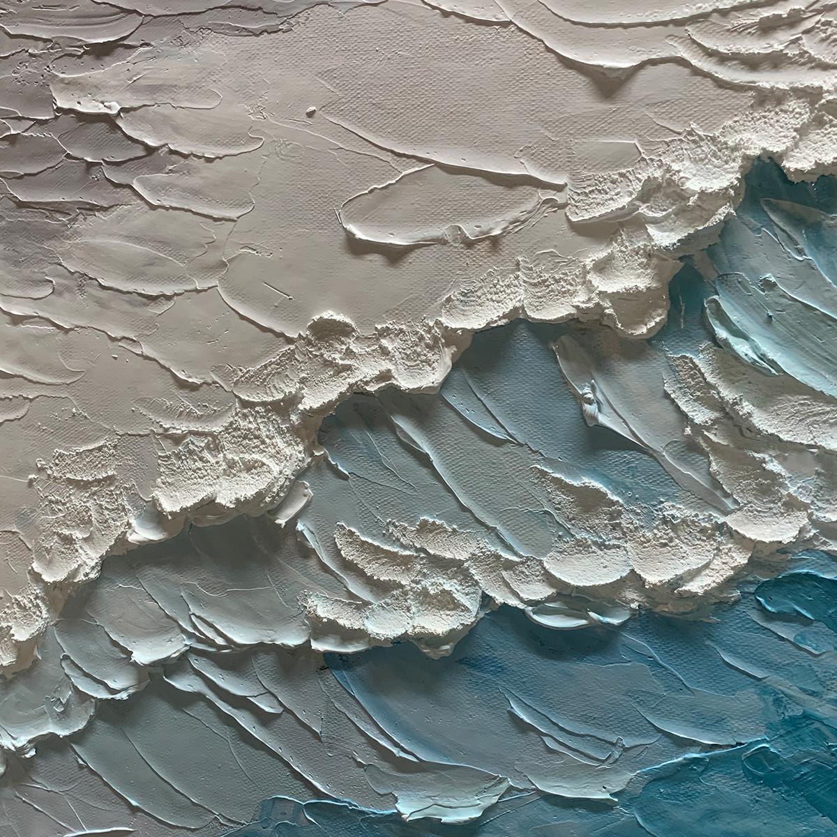 OCEAN'S EMBRACE: Textured Abstract Seascape Oil Painting