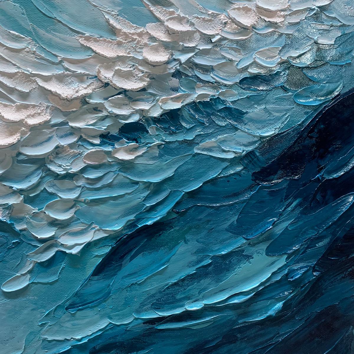 OCEAN'S EMBRACE: Textured Abstract Seascape Oil Painting