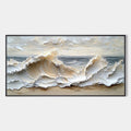 OCEAN'S EMBRACE: Textured Impasto Coastal Wave Oil Painting