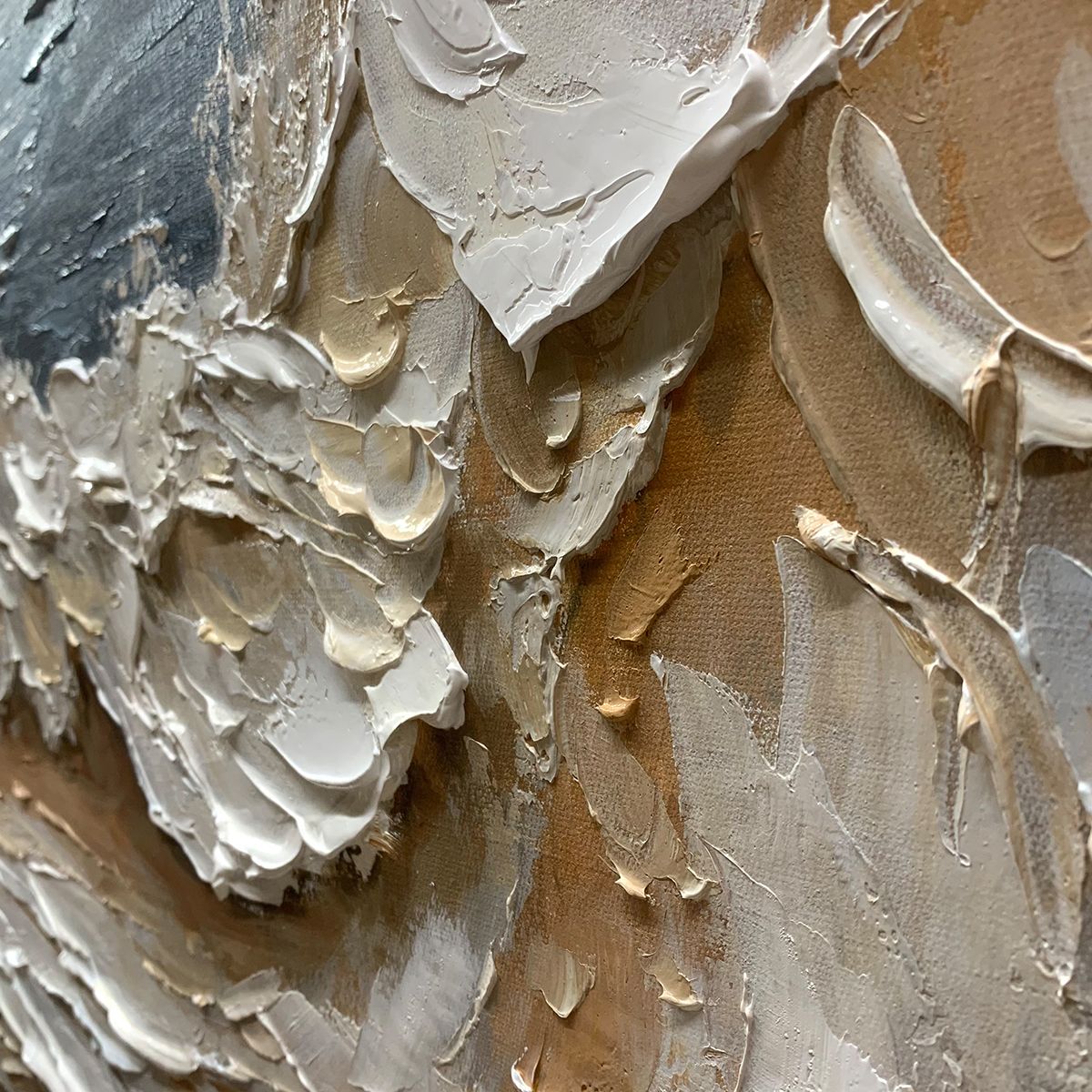 OCEAN'S EMBRACE: Textured Impasto Coastal Wave Oil Painting