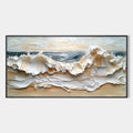 OCEAN'S EMBRACE: Textured Impasto Coastal Wave Oil Painting