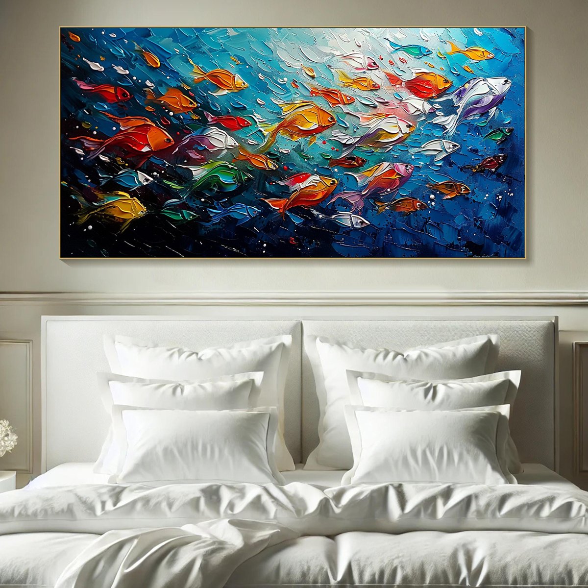 OCEAN'S JEWELS: Textured Impasto Colorful Fish Oil Painting