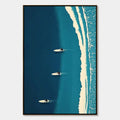 OCEAN'S THREE: Minimalist Aerial Surfing Scene Oil Painting