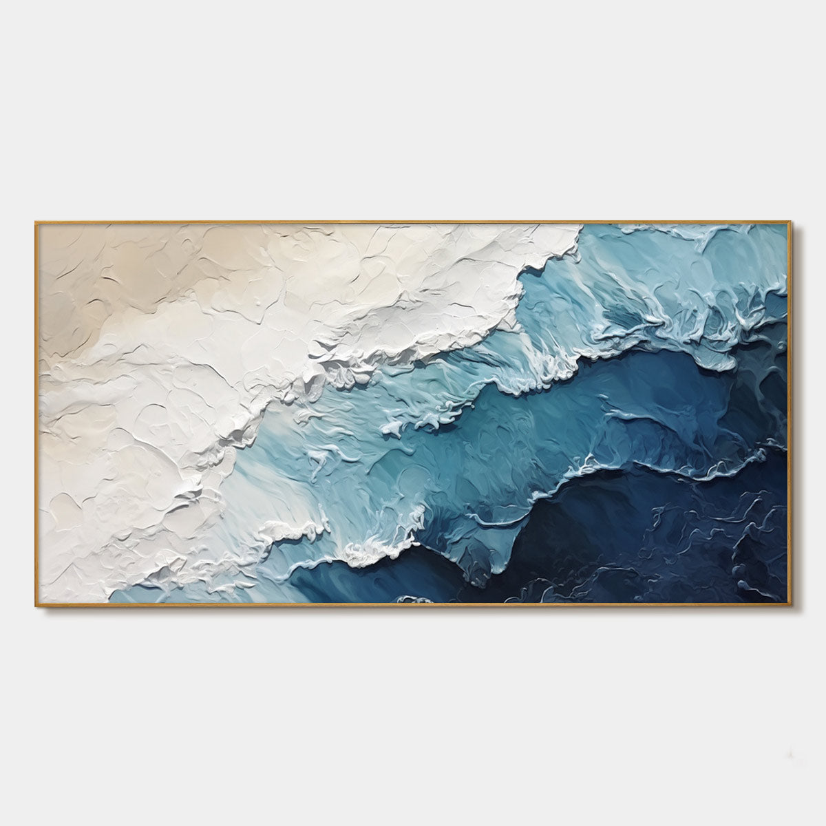 OCEAN WHISPERS: Textured Seascape Painting, Ocean Waves, Blue and White, Living Room, Bedroom