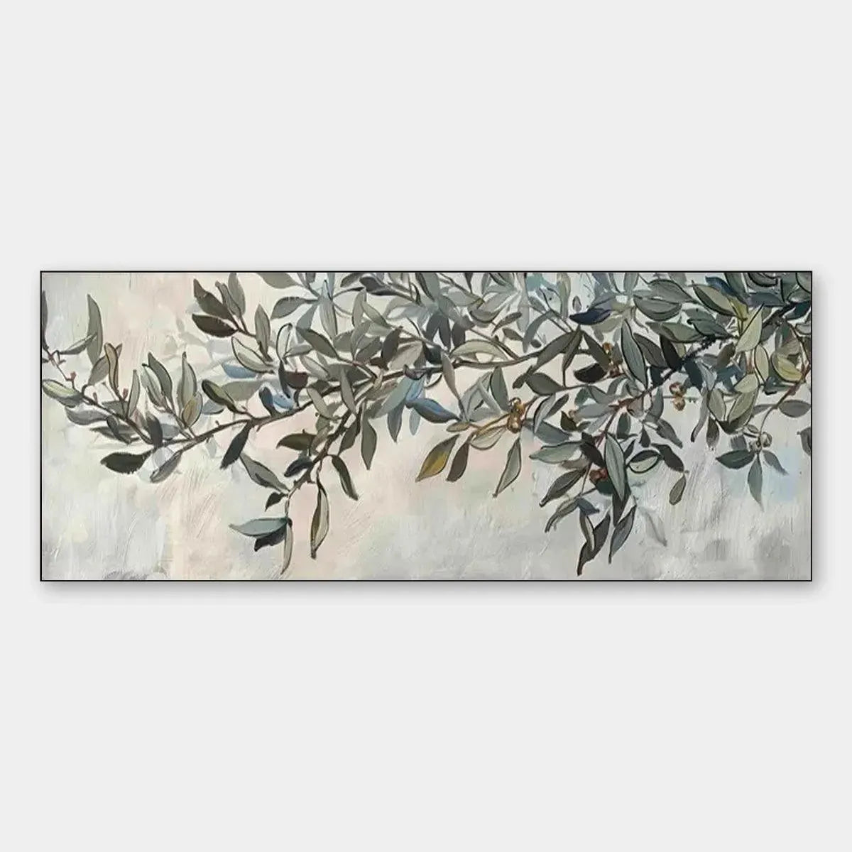 OLIVE BRANCH PANORAMIC: Botanical Painting, Panoramic Wall Art