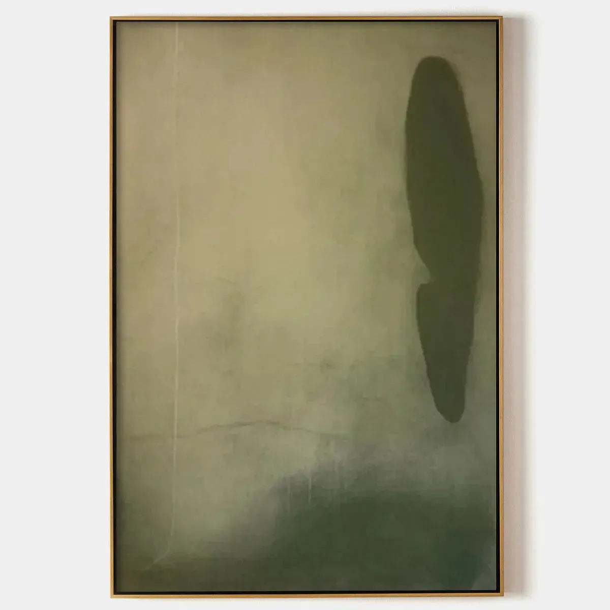 OLIVE SERENITY: Minimalist Abstract Painting, Vertical Wall Art