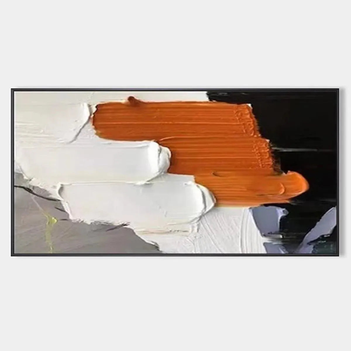 ORANGE BURST: Textured Abstract Painting in Orange, White, and Black for Living Room