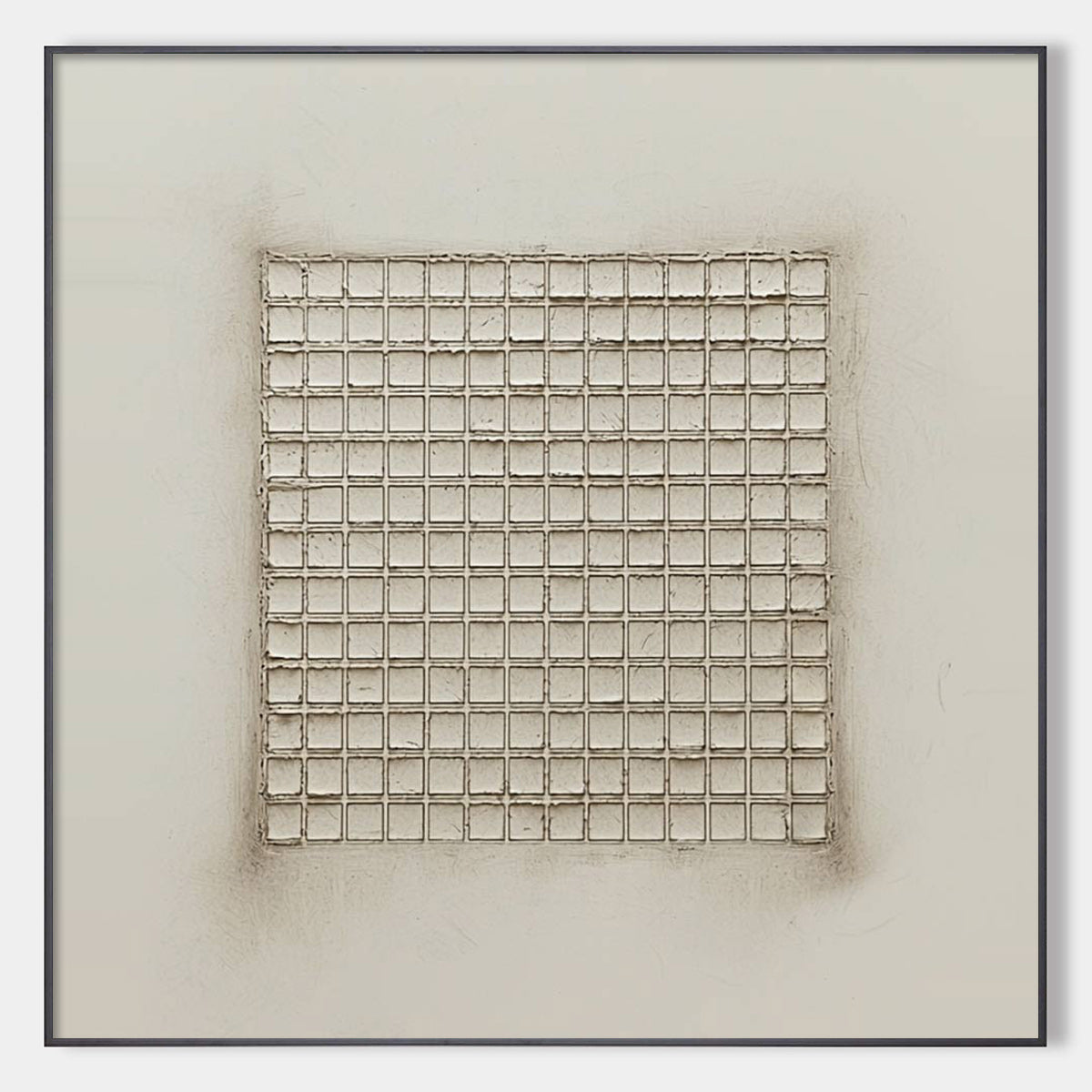 ORDERED CHAOS: Textured Minimalist Grid Oil Painting
