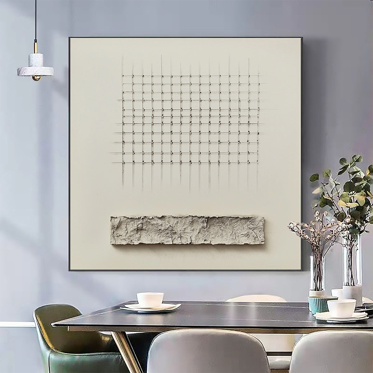 ORDER & TEXTURE: Minimalist Beige Abstract Acrylic Painting