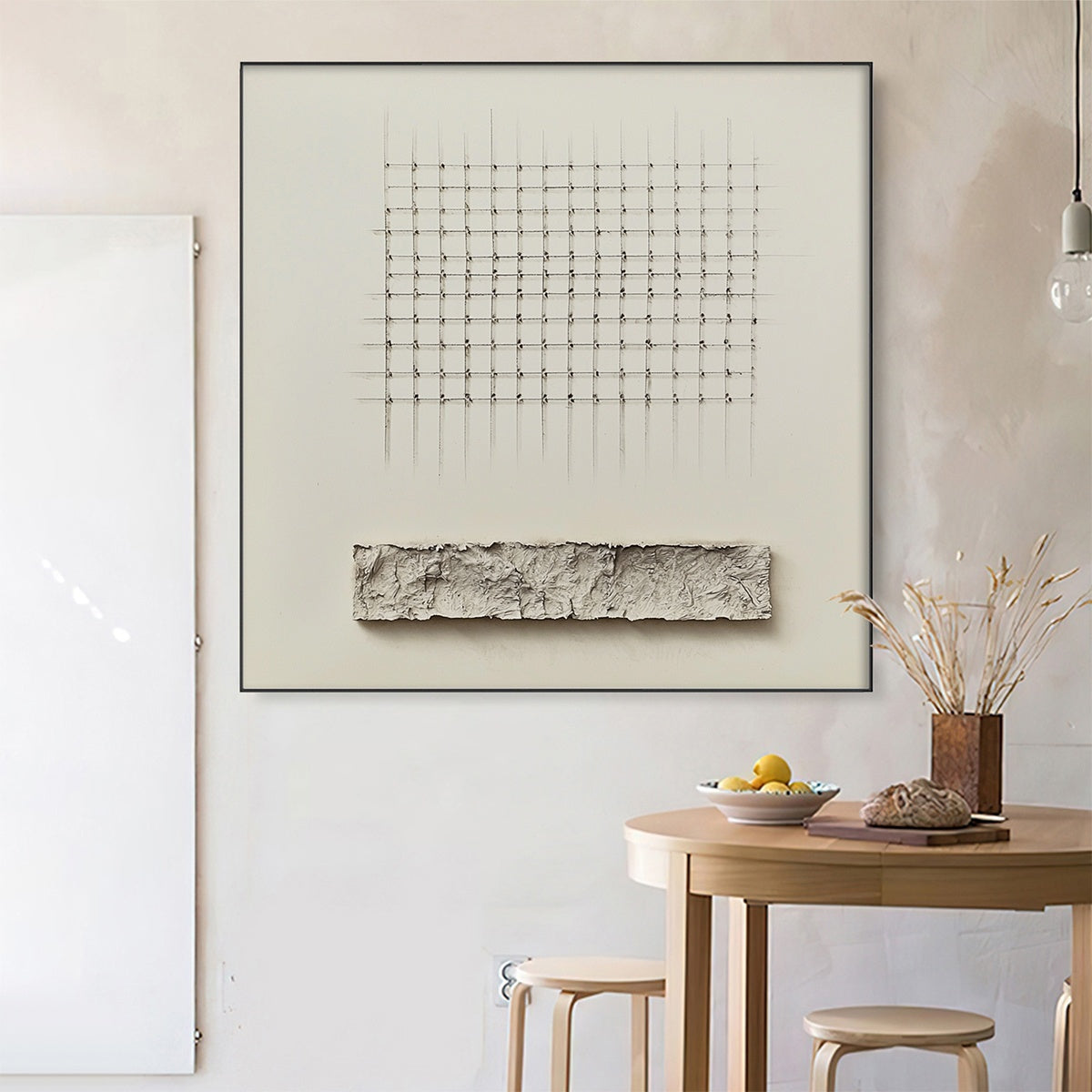 ORDER & TEXTURE: Minimalist Beige Abstract Acrylic Painting