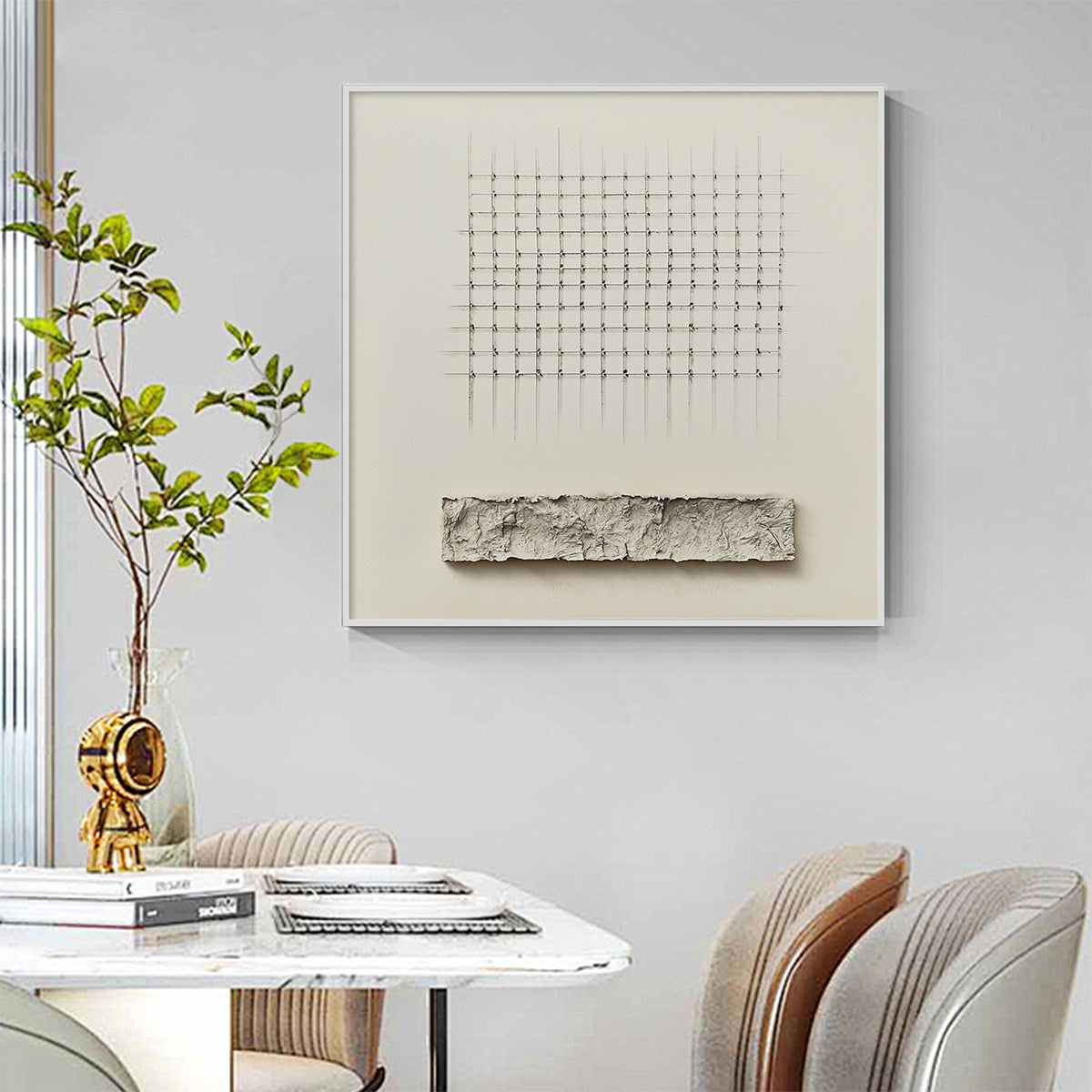 ORDER & TEXTURE: Minimalist Beige Abstract Acrylic Painting