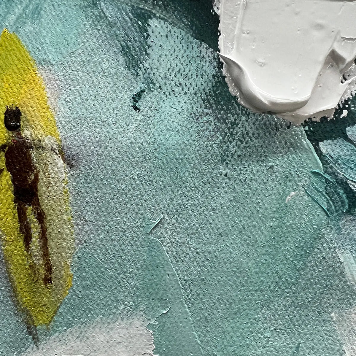 CATCHING THE WAVE: Ocean Surfers Impasto Oil Painting on Canvas