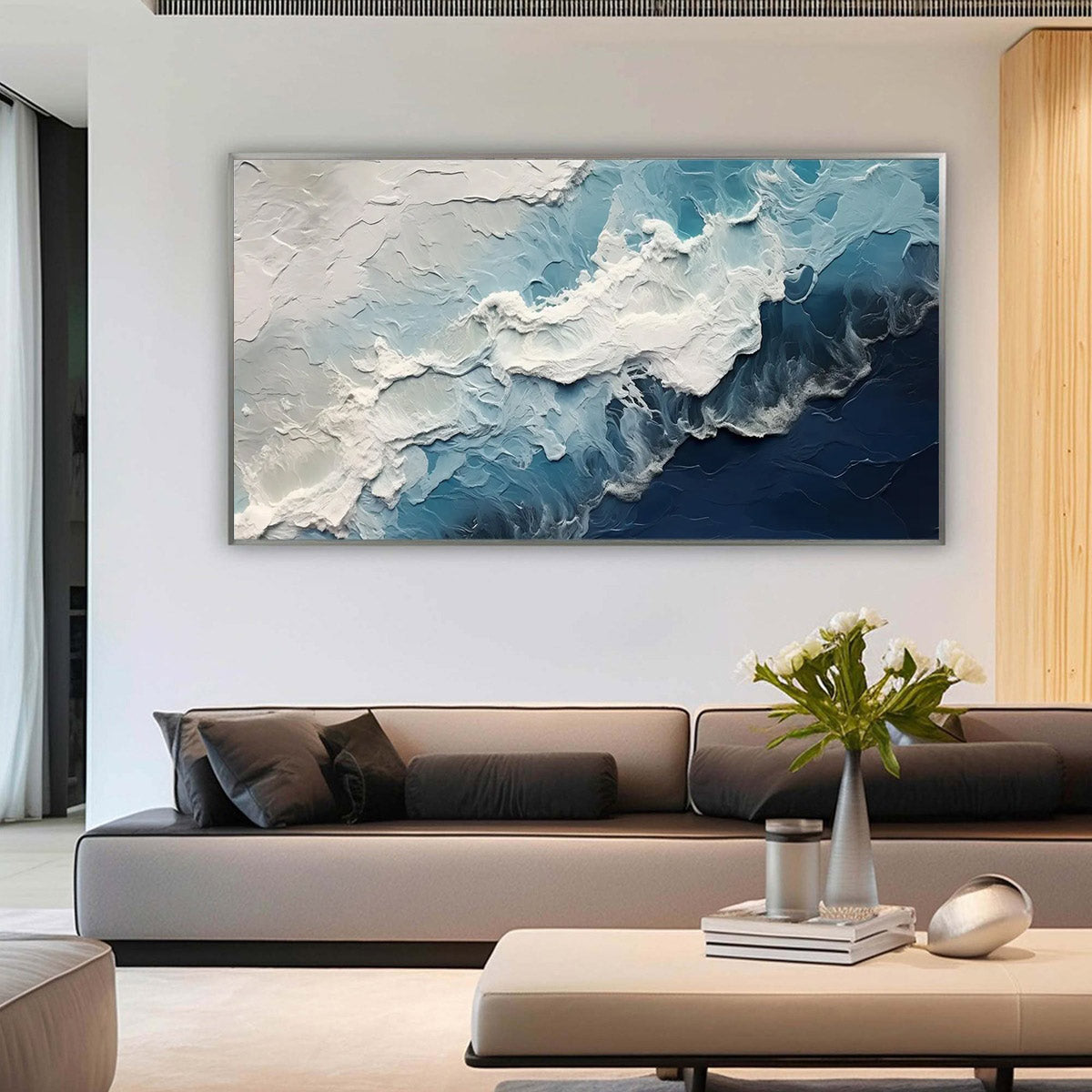 OCEAN'S EMBRACE: Textured Abstract Seascape Oil Painting