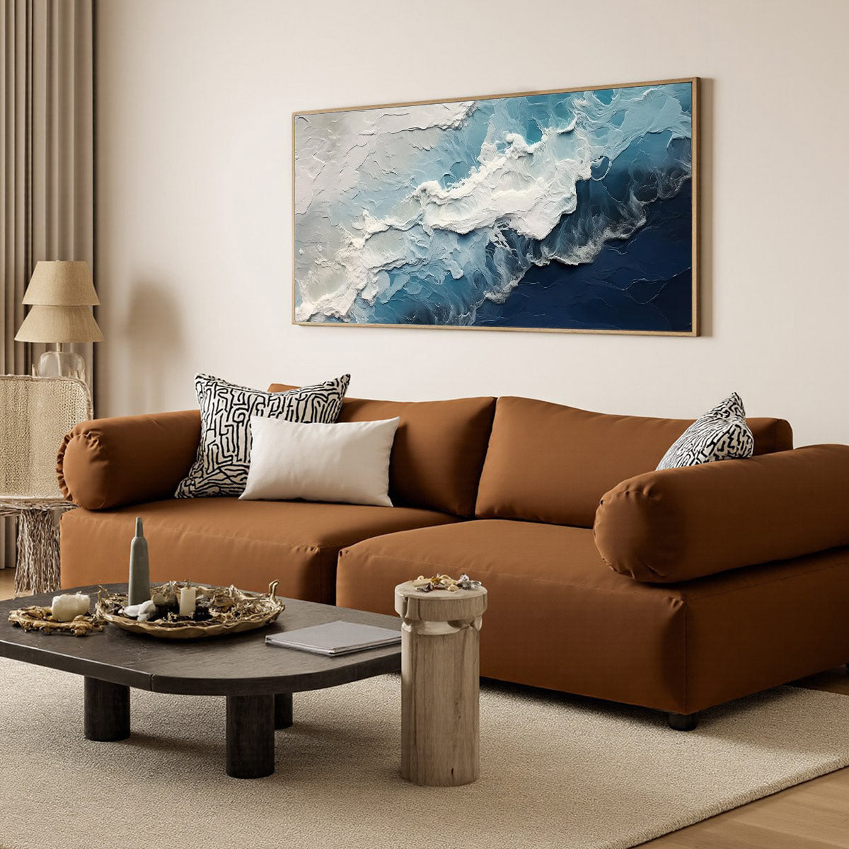 OCEAN'S EMBRACE: Textured Abstract Seascape Oil Painting