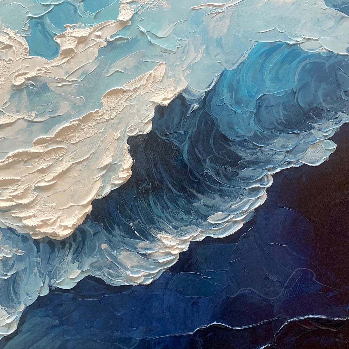 OCEAN'S EMBRACE: Textured Abstract Seascape Oil Painting