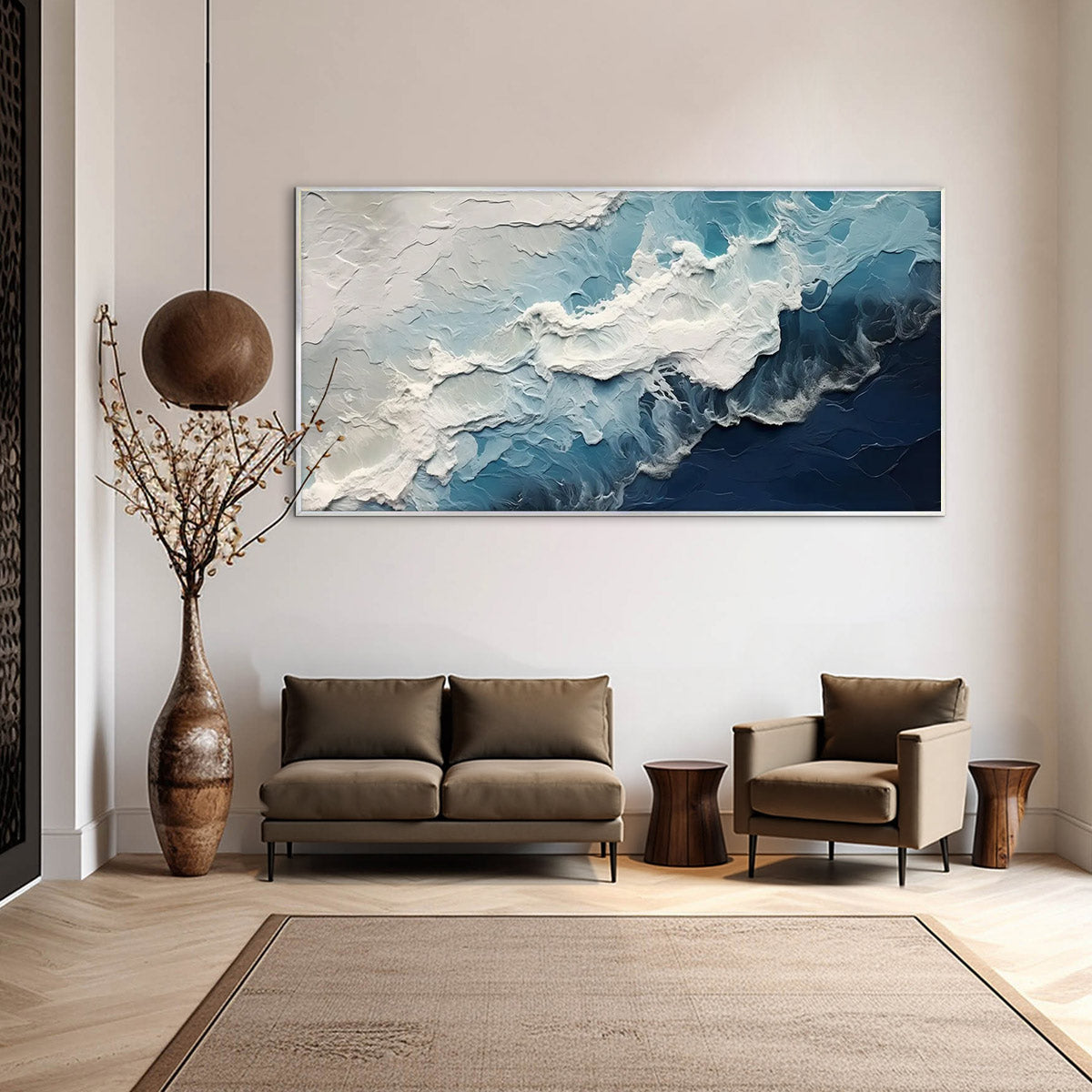 OCEAN'S EMBRACE: Textured Abstract Seascape Oil Painting
