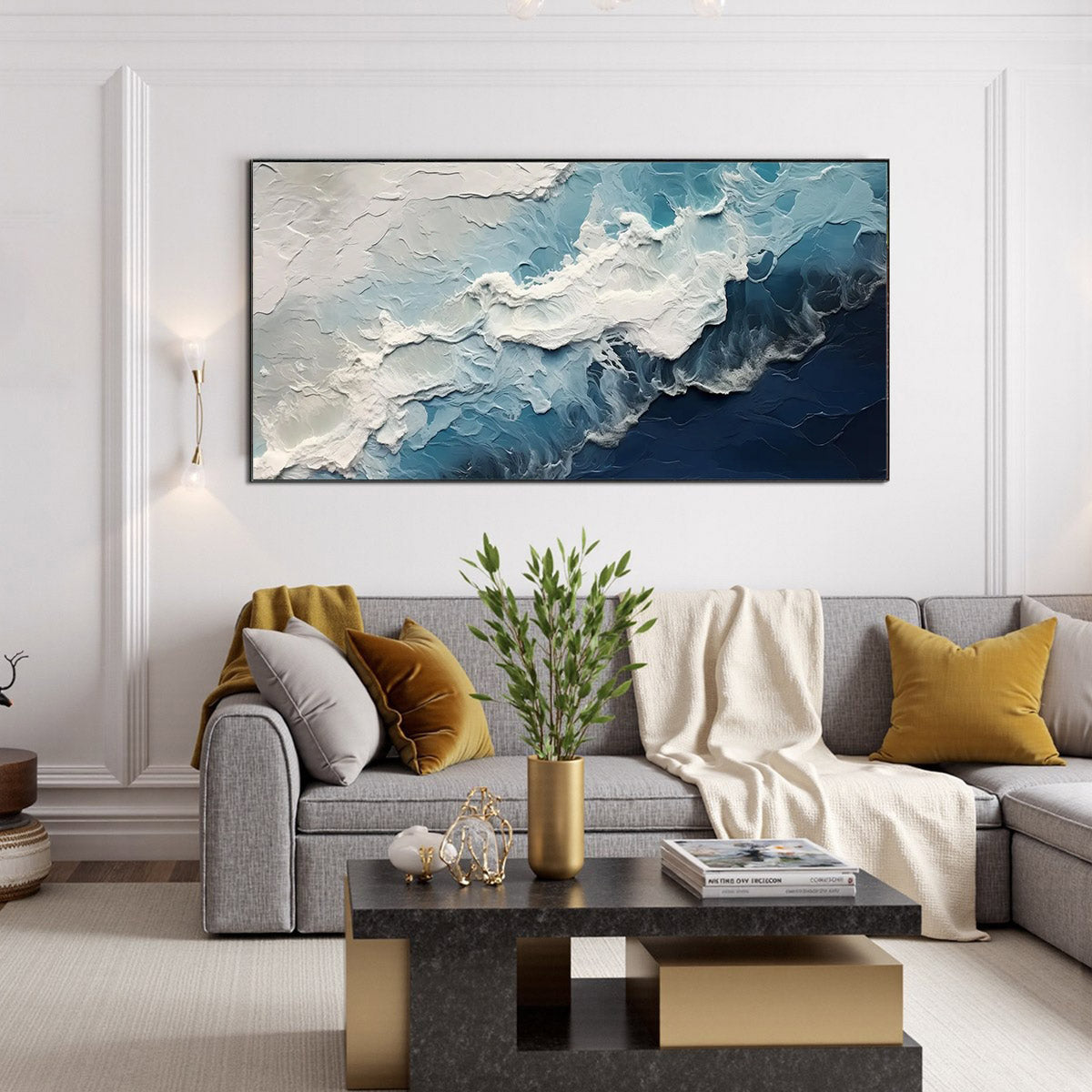 OCEAN'S EMBRACE: Textured Abstract Seascape Oil Painting