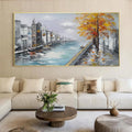 Ready to Ship | PARISIAN AUTUMN STROLL | 20''x40'' | 50x100cm | Gold Frame