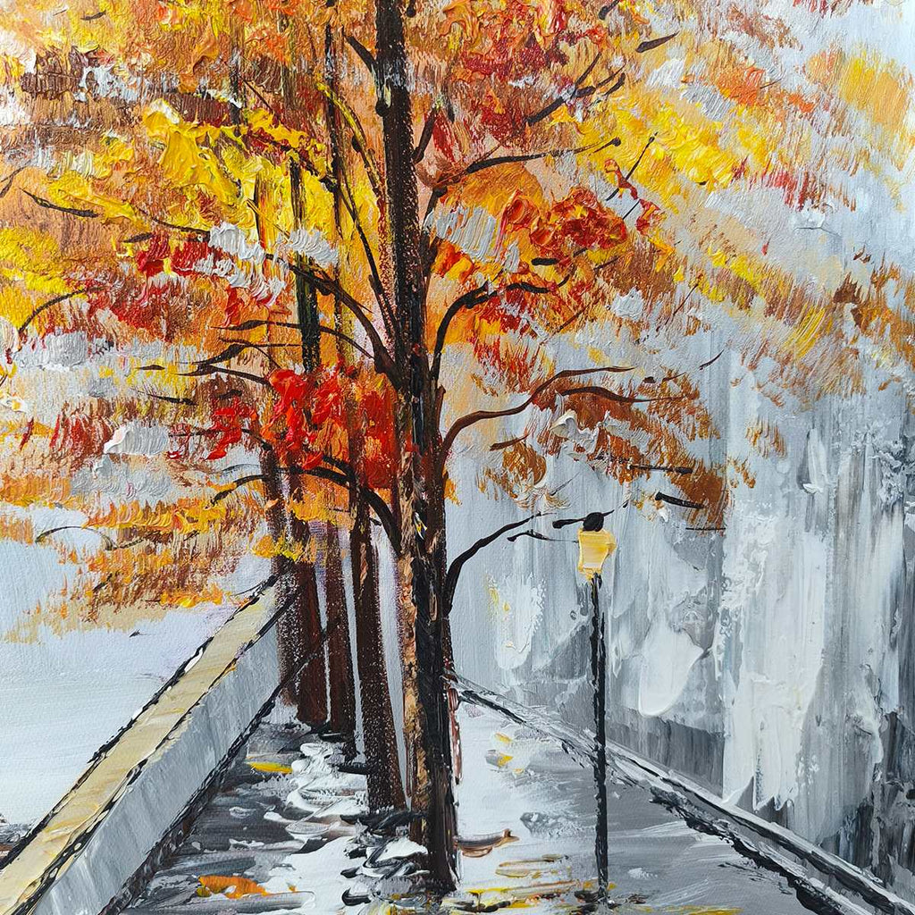Ready to Ship | PARISIAN AUTUMN STROLL | 20''x40'' | 50x100cm | Gold Frame