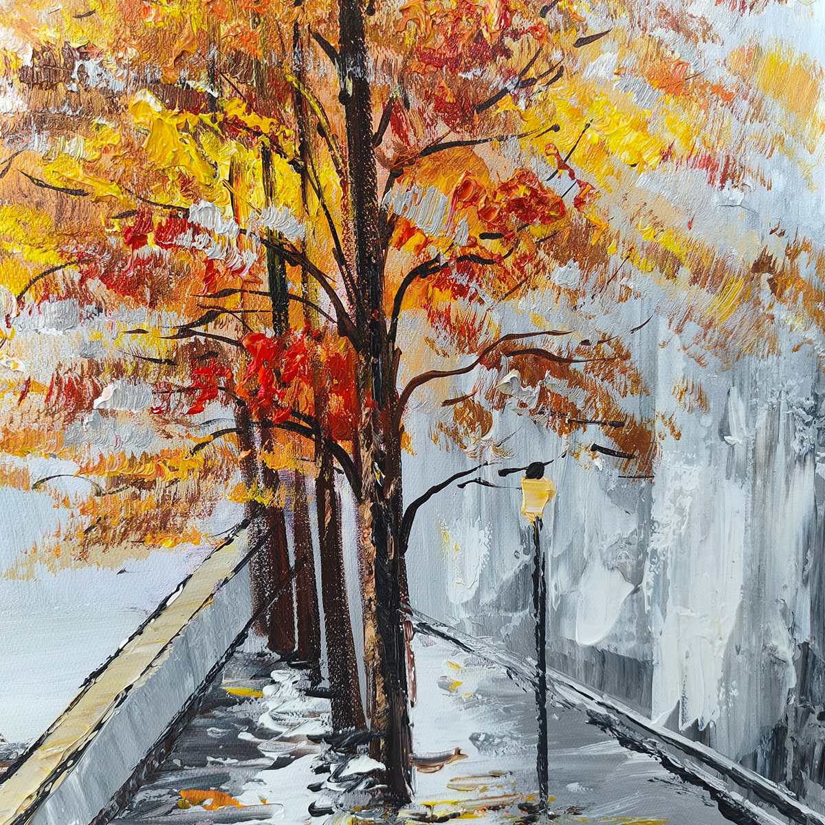 Ready to Ship | PARISIAN AUTUMN STROLL | 20''x40'' | 50x100cm | Gold Frame