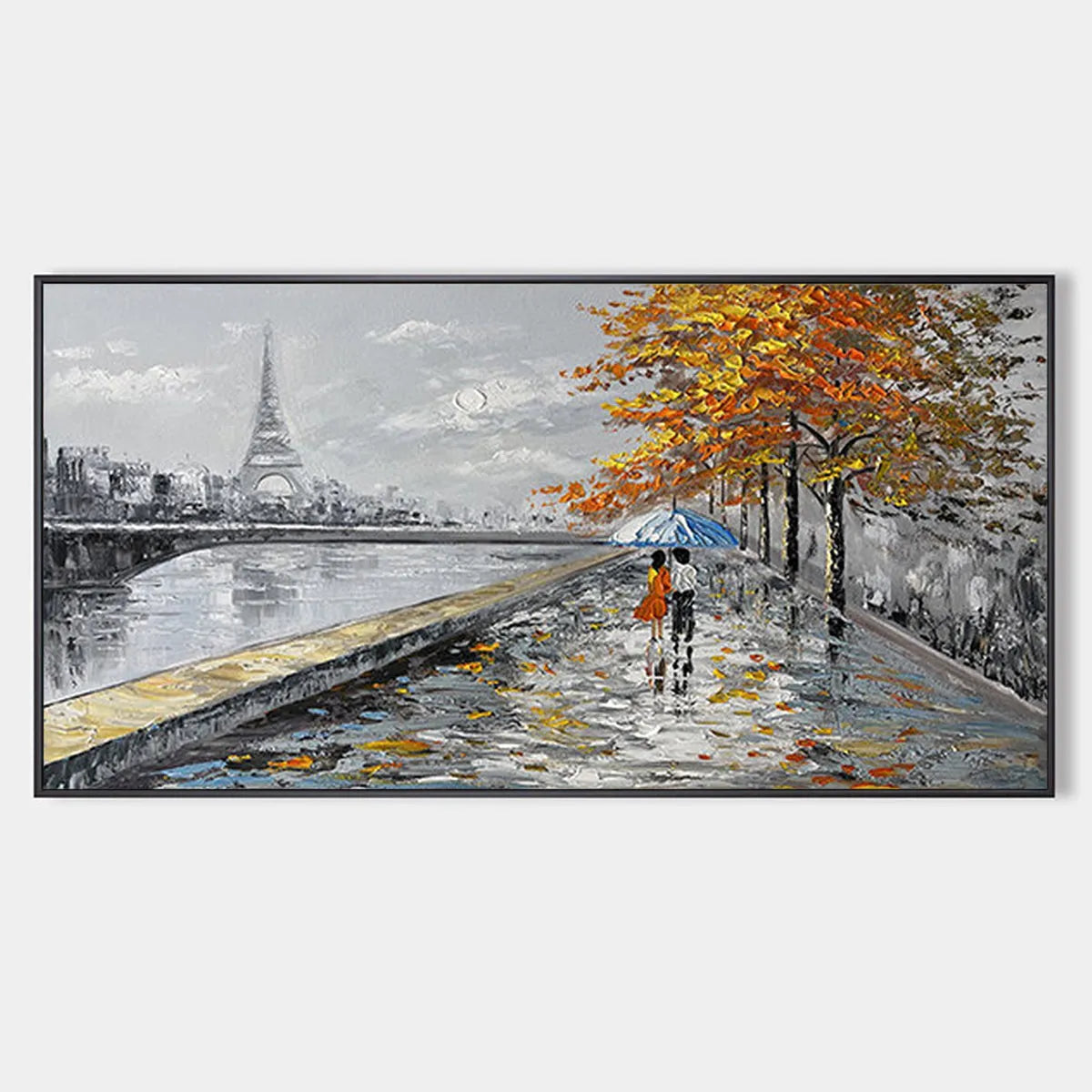 PARISIAN AUTUMN STROLL: Romantic Cityscape Oil Painting with Eiffel Tower