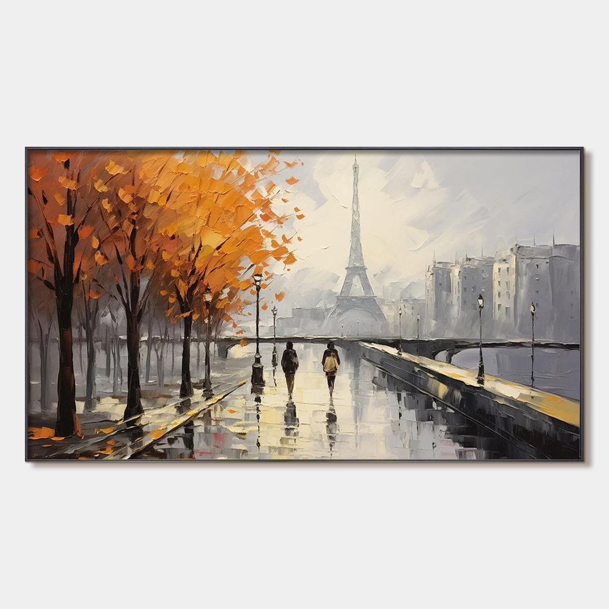 PARISIAN RAIN: Textured Cityscape Oil Painting