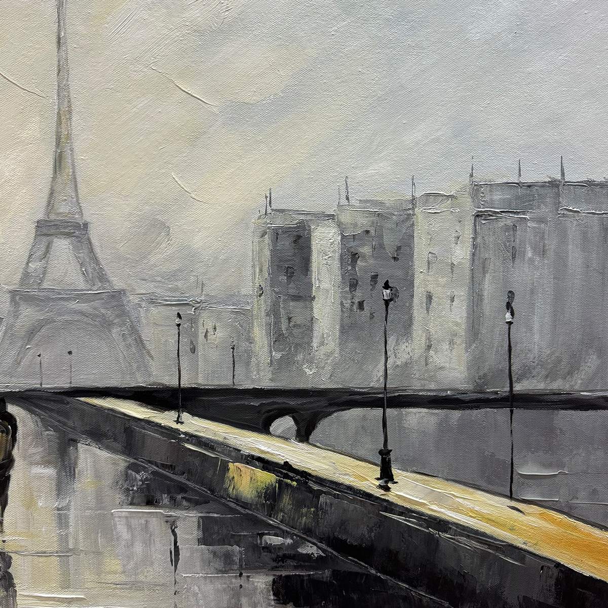 PARISIAN RAIN: Textured Cityscape Oil Painting