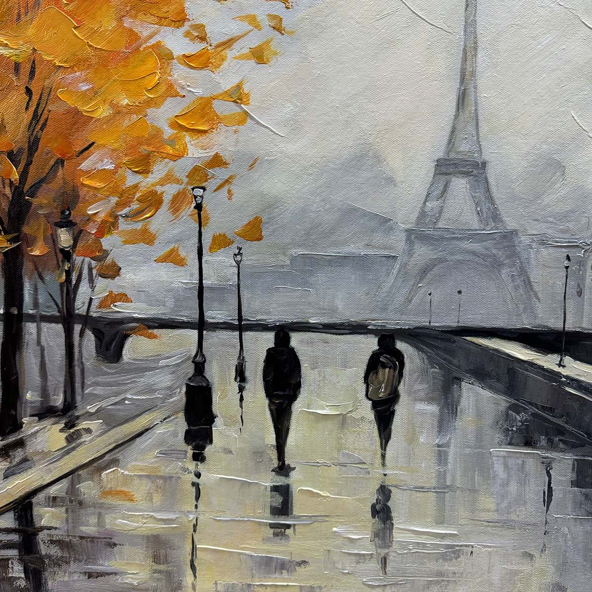 PARISIAN RAIN: Textured Cityscape Oil Painting