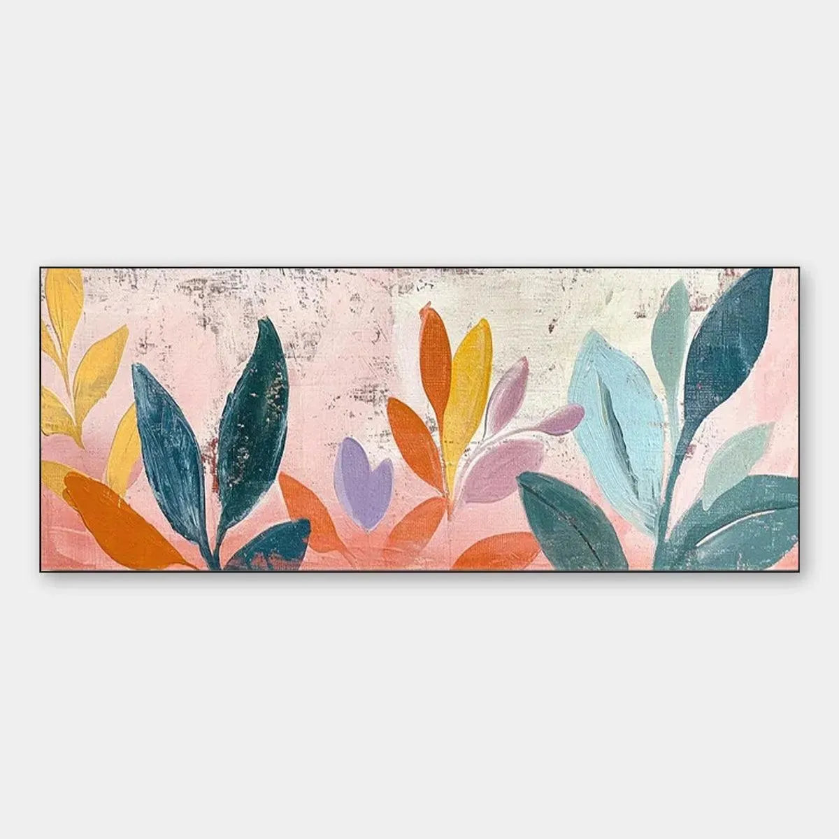 PASTEL BOTANICAL PANORAMIC: Floral Painting, Panoramic Wall Art, Pastel Decor