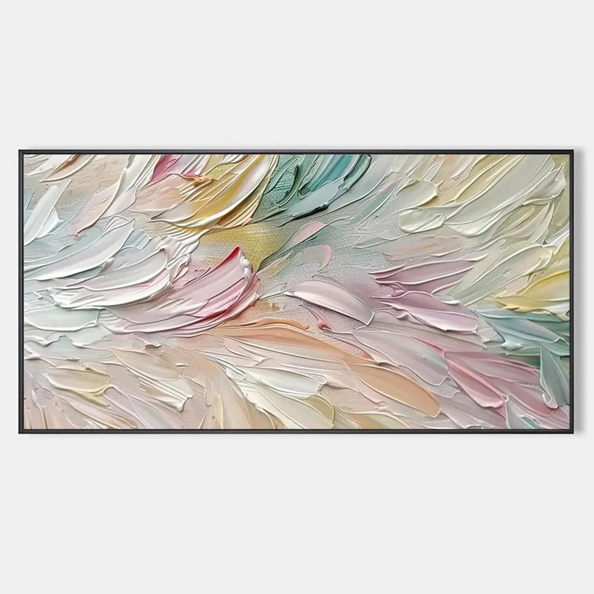 PASTEL DREAM: Textured Abstract Painting in Soft Hues, Horizontal Wall Art