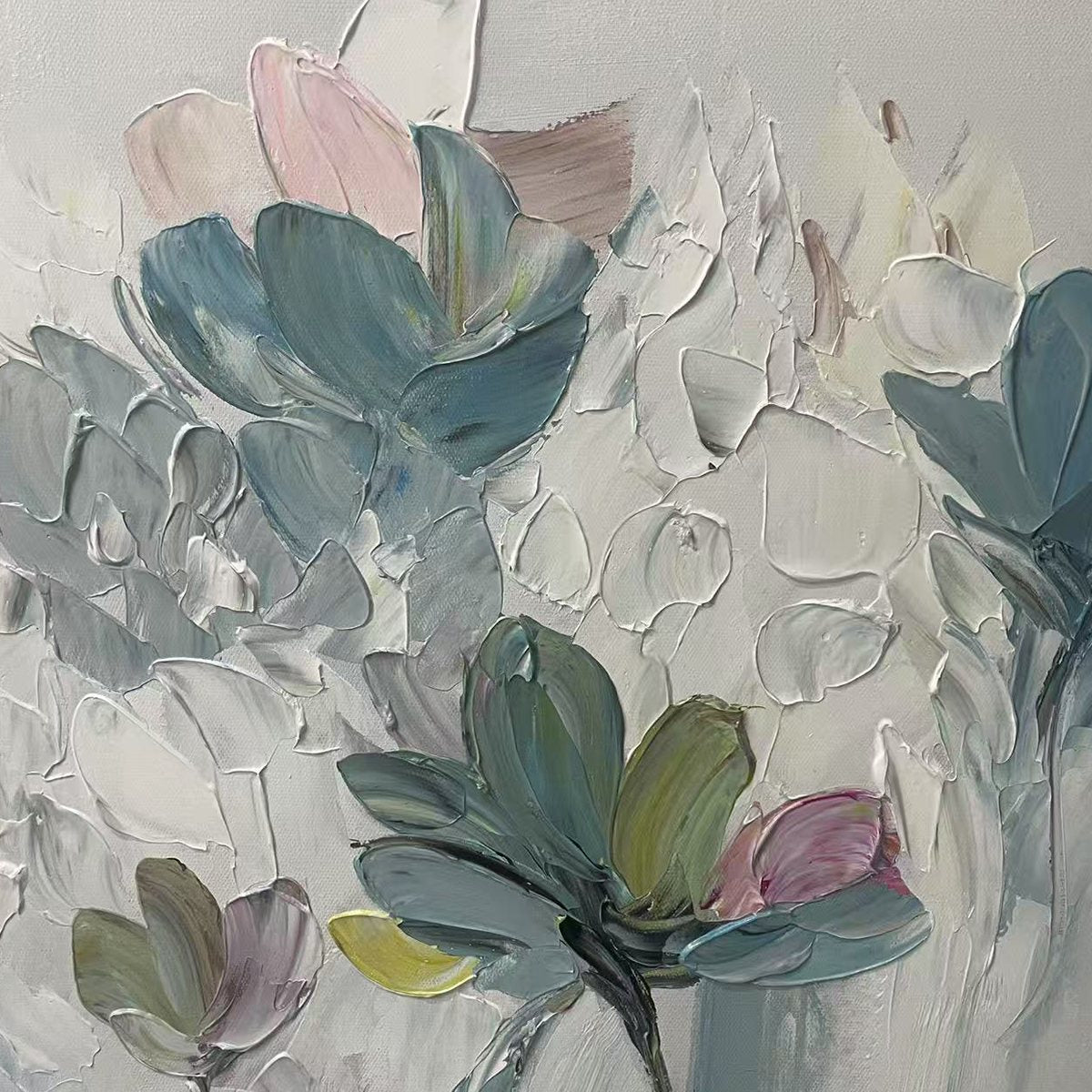 PASTEL DREAM: Textured Floral Painting, Pastel Flower Wall Art, Panoramic Canvas, Impressionist Decor