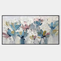 PASTEL DREAM: Textured Floral Painting, Pastel Flower Wall Art, Panoramic Canvas, Impressionist Decor