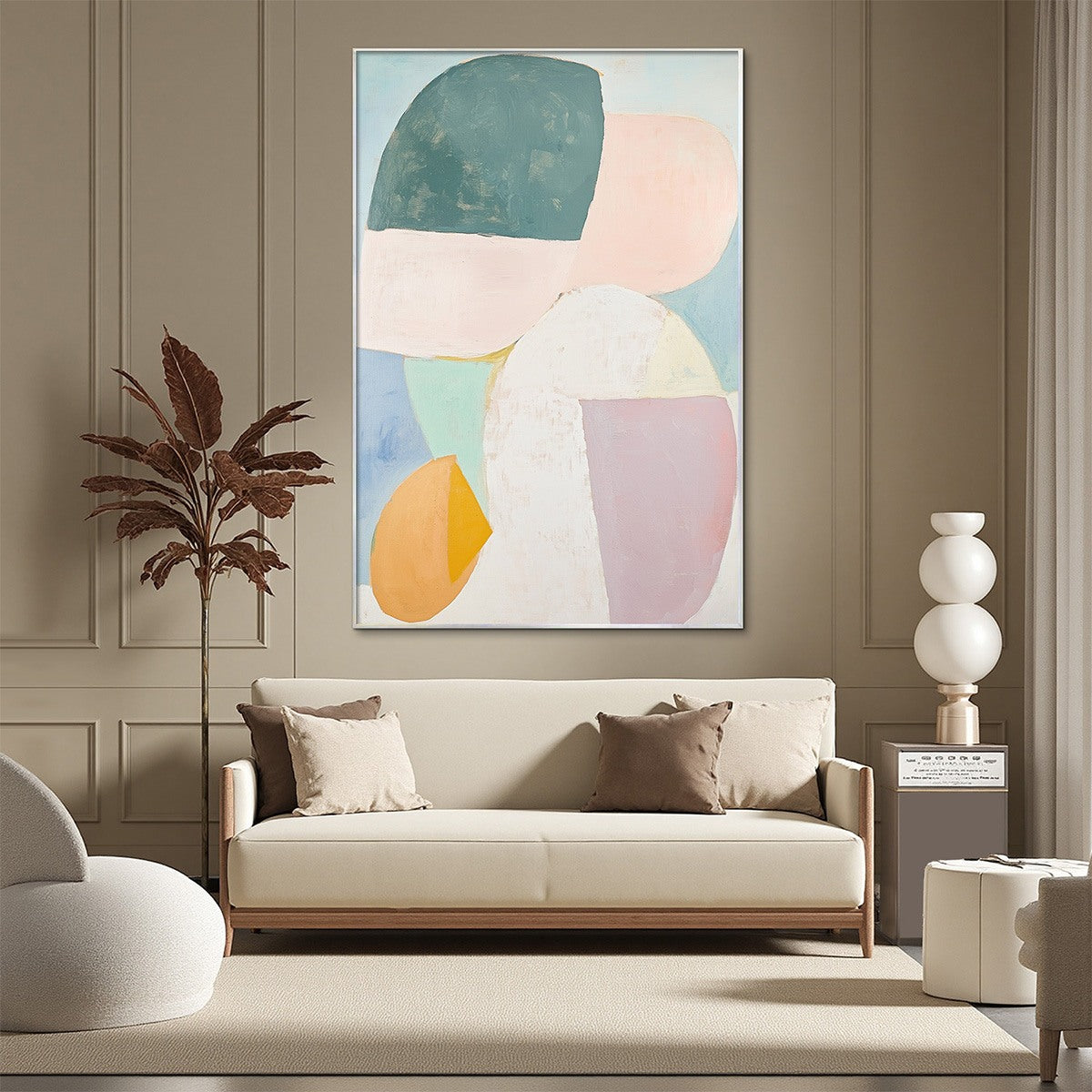 PASTEL HARMONY: Soft Abstract Color Block Oil Painting