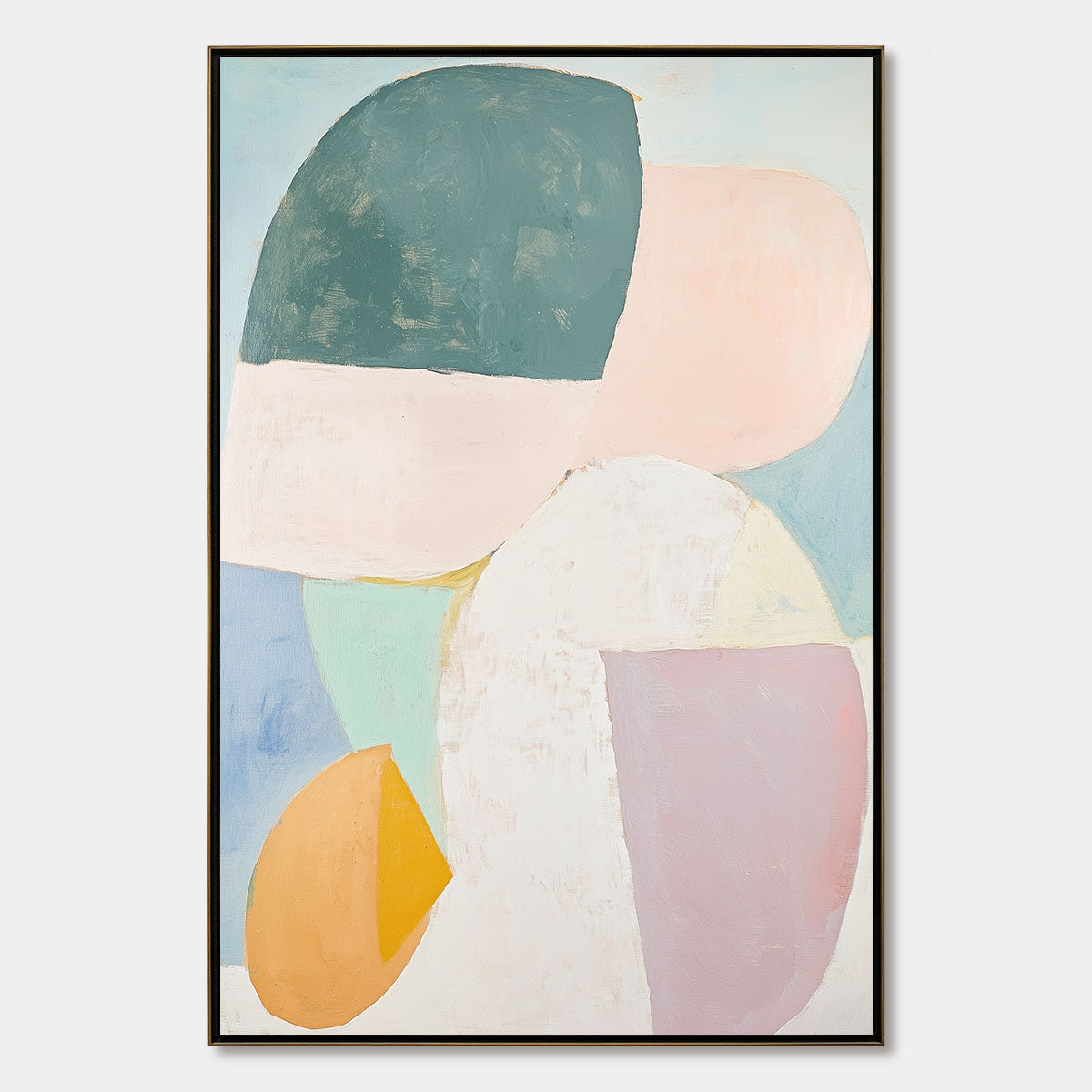 PASTEL HARMONY: Soft Abstract Color Block Oil Painting
