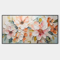 PEACH BLOSSOM: Textured Impasto Floral Painting in Peach and White